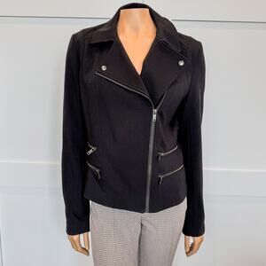 Banana Republic, Black Moto Jacket w Asymmetrical Full Front Zip-Women’s Size 10